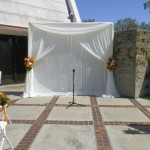 2 Post Backdrop of Wedding Ceremony at Carson Center, Outdoor Garden Wedding